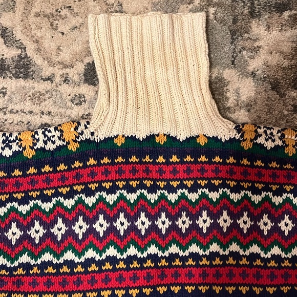 GAP Women’s Fair Isle Turtleneck Sweater Color Block Vintage Medium - Picture 4 of 6